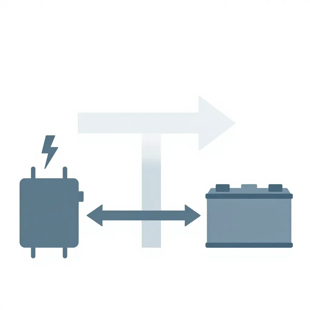 Schematic diagram showing a charger unit feeding a bus battery, with a vertical barrier representing cold temperature that blocks a wide energy flow arrow while a narrow reduced arrow passes through