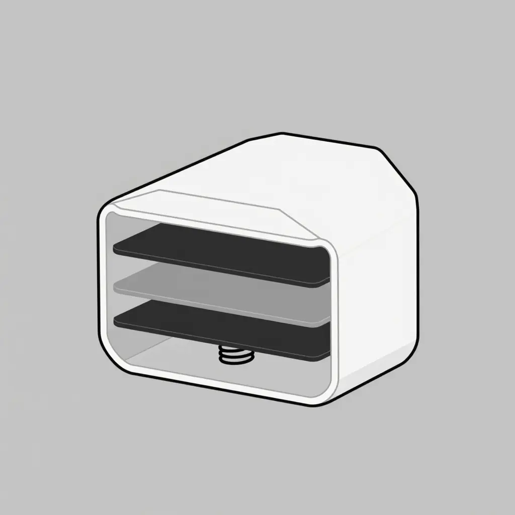 2D cross-sectional diagram of an electric bus charging connector pin showing the outer housing, plated contact surface, solid contact body, and retention spring