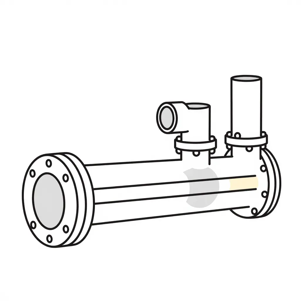 Minimalist 2D cross-section schematic of a fire pump manifold highlighting four corrosion-prone zones: discharge ports, inlet flange, valve seats, and internal water passages